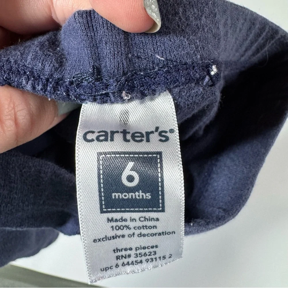 Baby Boy Pants Size 6 Months Carter’s Blue Gray Navy Baseball Sports Buttons - Picture 8 of 15